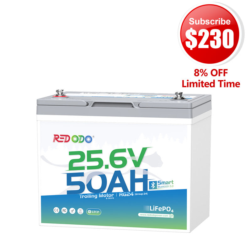 🔥【Subscribe for $230】Redodo 24V 50Ah Bluetooth Trolling Motor Battery | For 24V Trolling Motors with up to 100 lbs