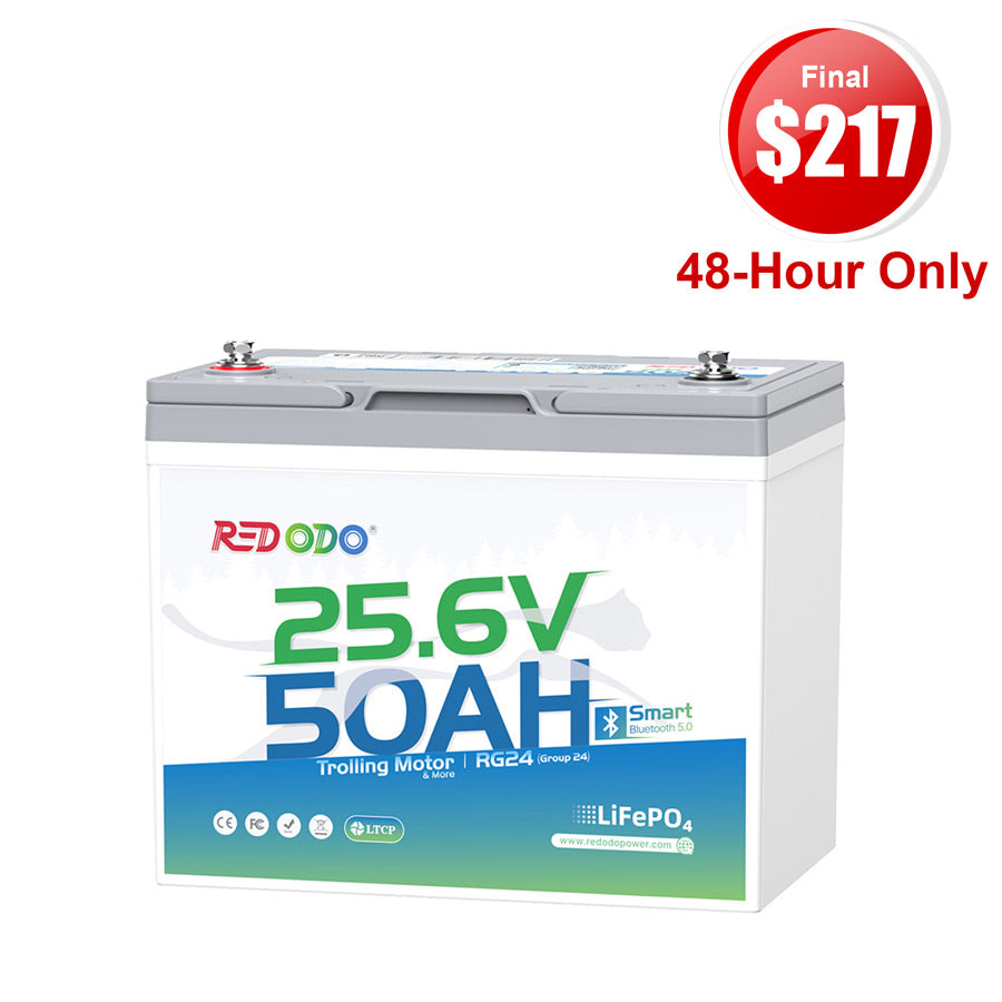 【Final $217】 Redodo 24V 50Ah Bluetooth Trolling Motor Battery | For 24V Trolling Motors with up to 100 lbs