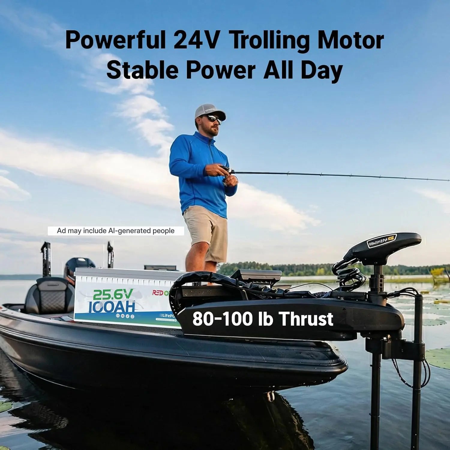 24V 100Ah for 24V Trolling Motor 80-100 lb Thrust