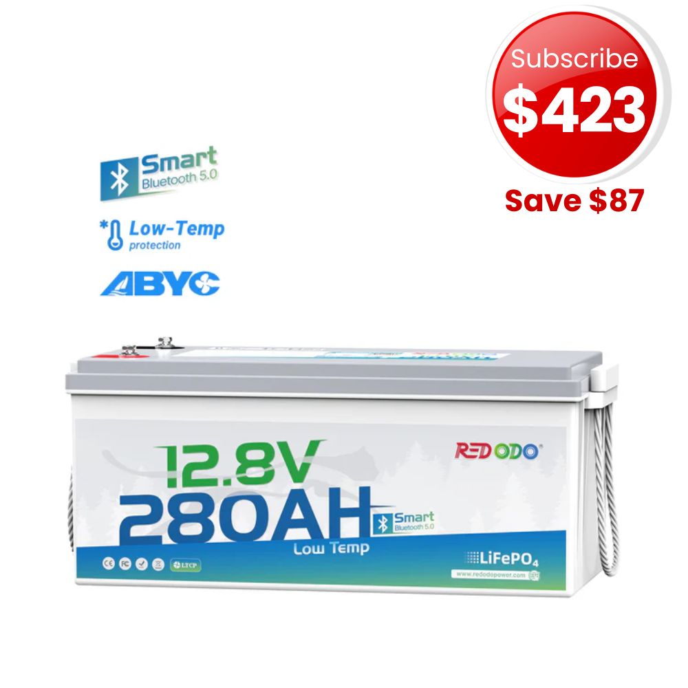 🔥【Flash Sale-$423 After Subscribe】Redodo 12V 280Ah Bluetooth Lithium Battery | Low Temp Protection | For RV, Marine, Solar