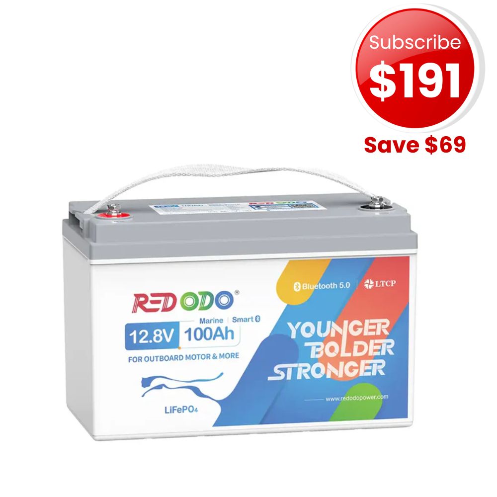 🔥【Flash Sale-$191 After Subscribe】Redodo 12V 100Ah Plus Bluetooth Marine Battery | For Marine, Trolling Motors, RV