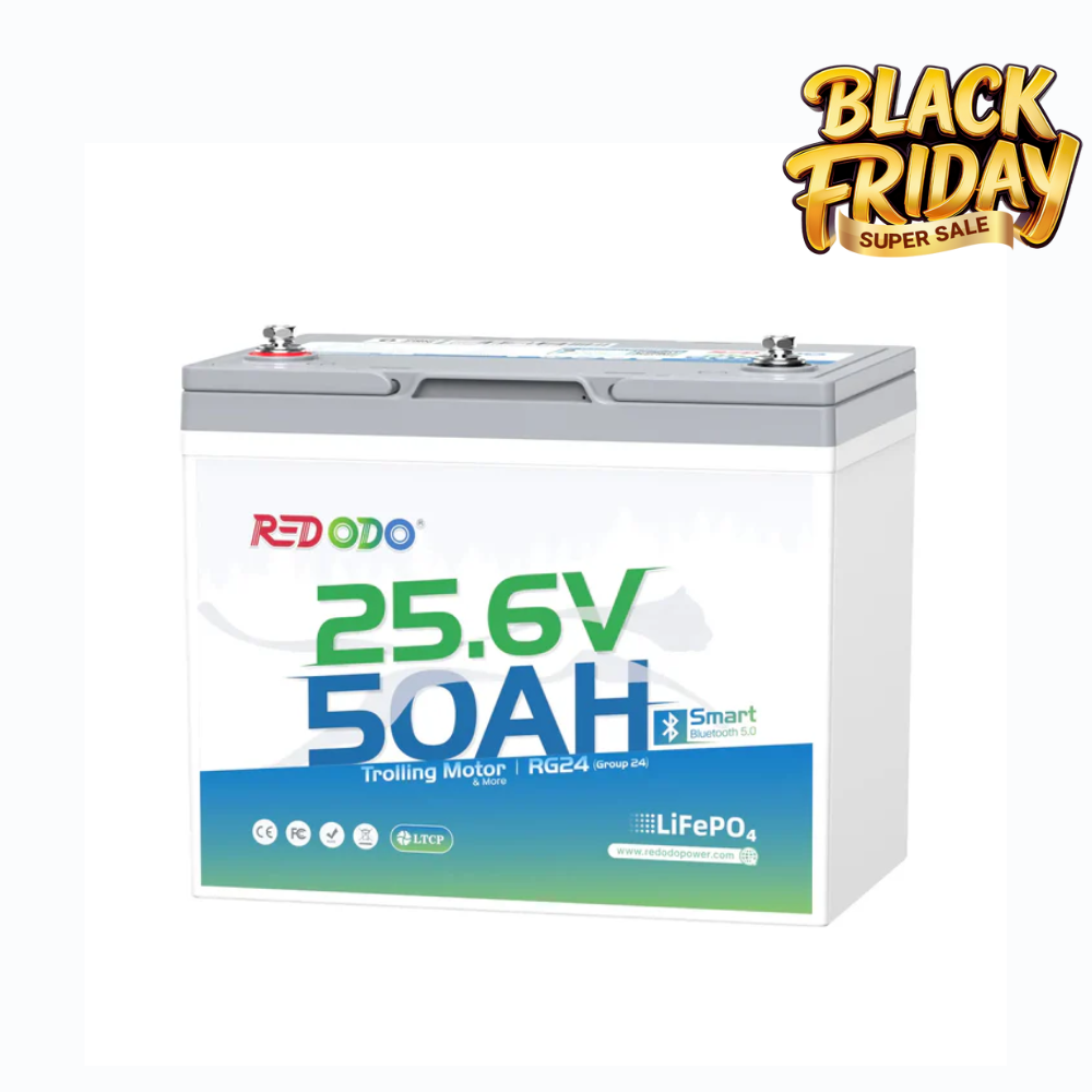 Redodo 24V 50Ah lithium trolling motor battery with Bluetooth
