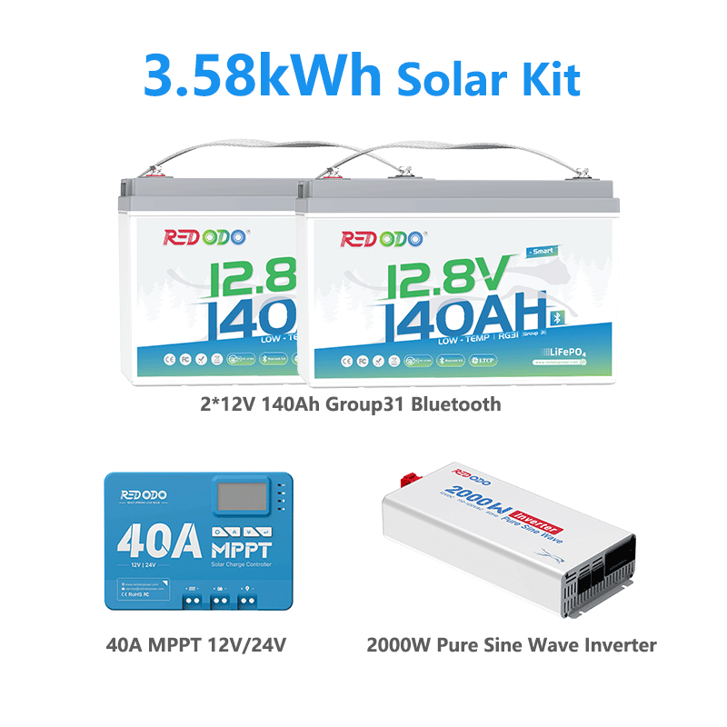 ⚡[Final $271] Redodo 12V 140Ah Group 31 Lithium Battery with Bluetooth | 40% More Capacity | For RV, Marine, Solar Home