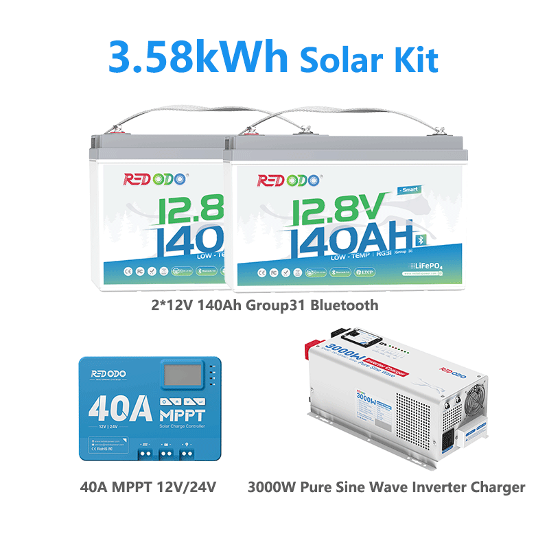 ⚡[Final $271] Redodo 12V 140Ah Group 31 Lithium Battery with Bluetooth | 40% More Capacity | For RV, Marine, Solar Home