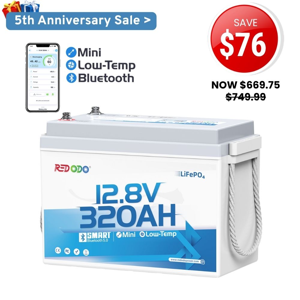 ⚡【Save $76】Redodo 12V 320Ah Mini Bluetooth Lithium Battery | Best for Boondocking, Long Road Trip, Desert Trip, Home Backup