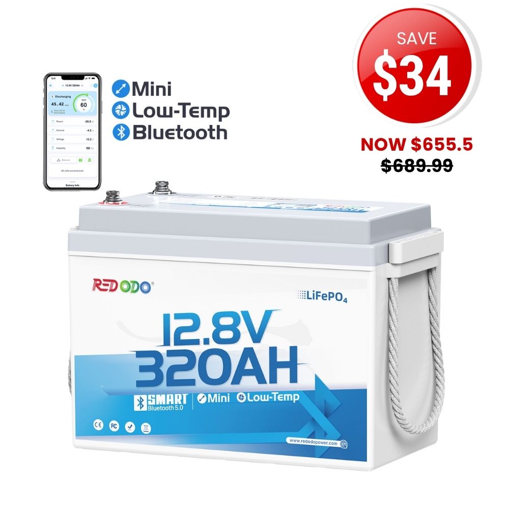 🔥【SVAE $34】Redodo 12V 320Ah Mini Bluetooth Lithium Battery | Best for Boondocking, Long Road Trip, Desert Trip, Home Backup