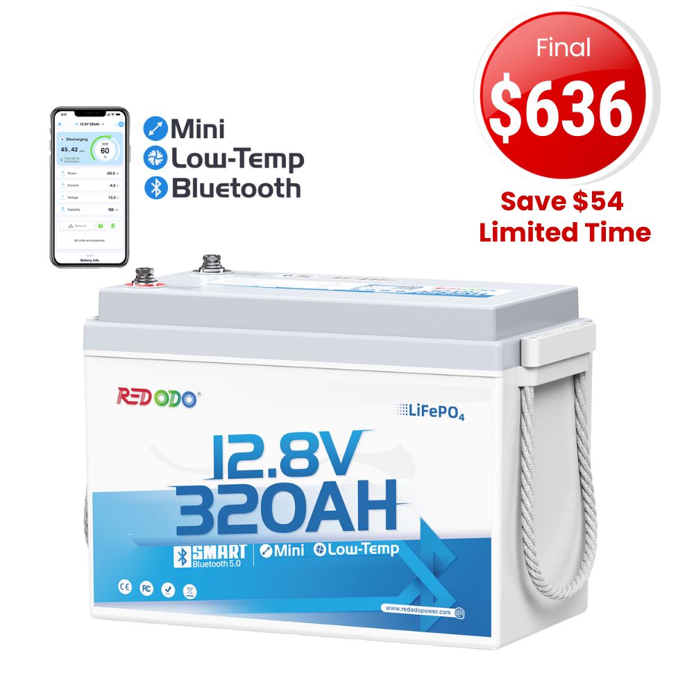 🔥【Sale-Final $636】Redodo 12V 320Ah Mini Bluetooth Lithium Battery | Best for Boondocking, Long Road Trip, Desert Trip, Home Backup