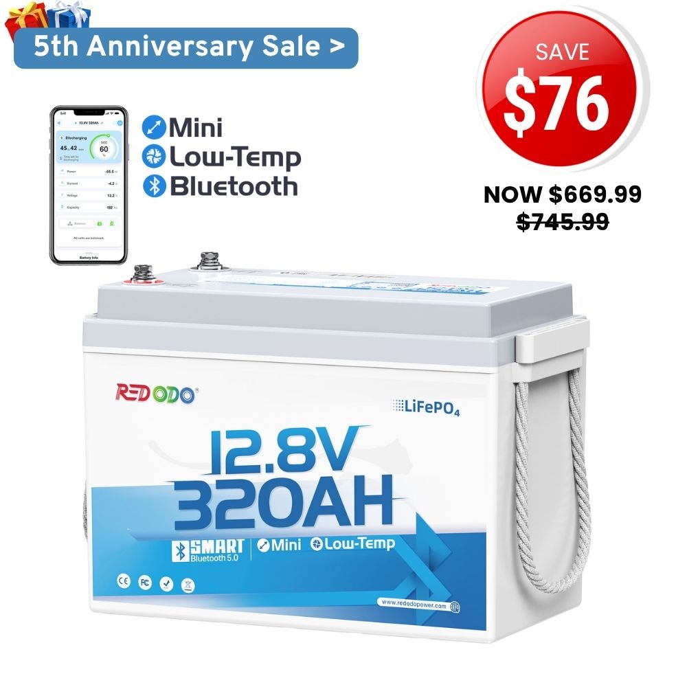⚡【FLASH DEAL】Redodo 12V 320Ah Mini Bluetooth Lithium Battery | Best for Boondocking, Long Road Trip, Desert Trip, Home Backup