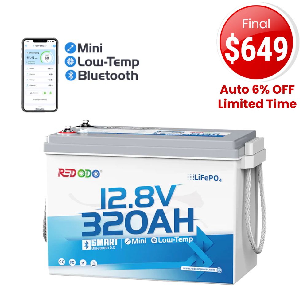 ⚡【Sale-Final $649】Redodo 12V 320Ah Mini Bluetooth Lithium Battery | Best for Boondocking, Long Road Trip, Desert Trip, Home Backup