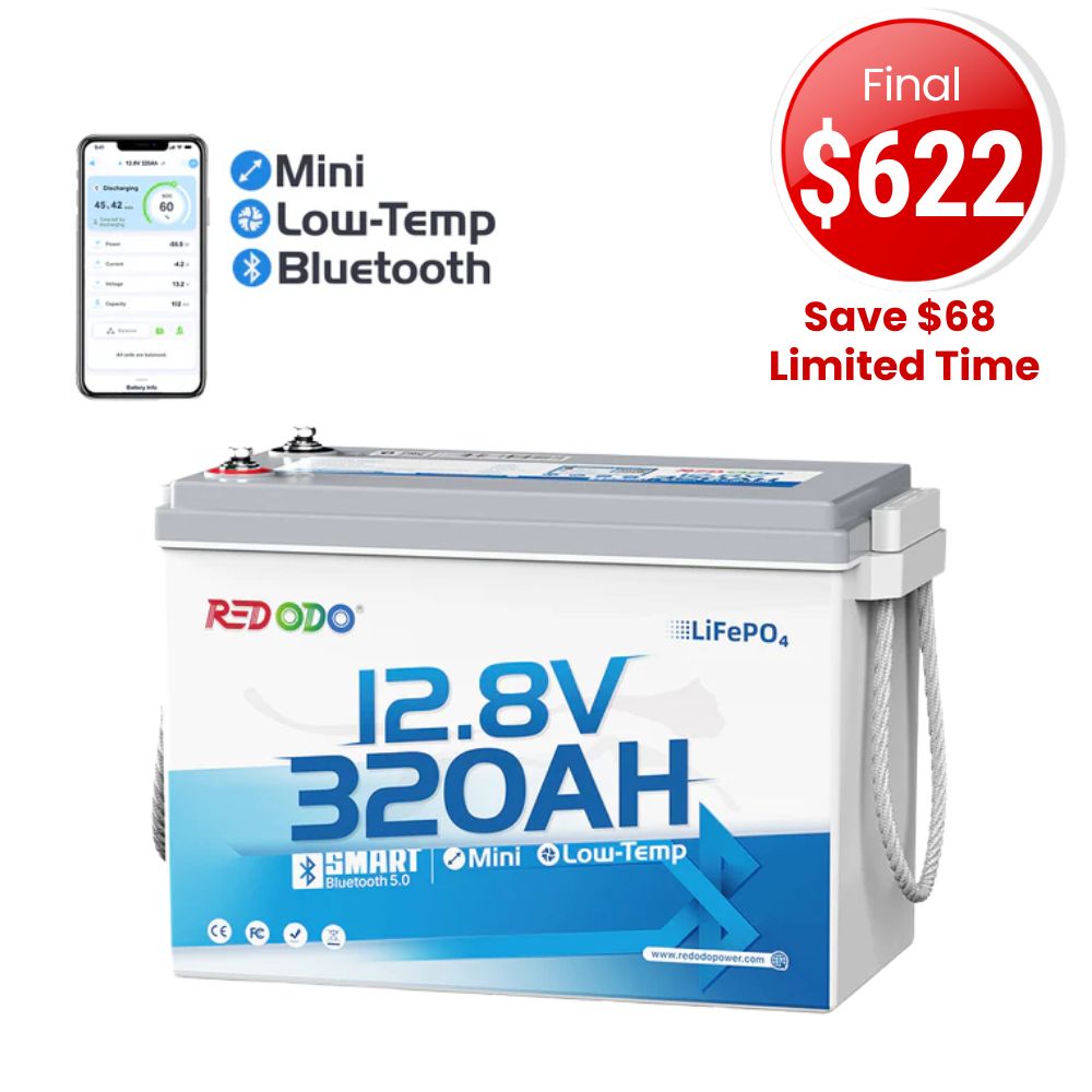 🔥【Sale-Final $622】Redodo 12V 320Ah Mini Bluetooth Lithium Battery | Best for Boondocking, Long Road Trip, Desert Trip, Home Backup
