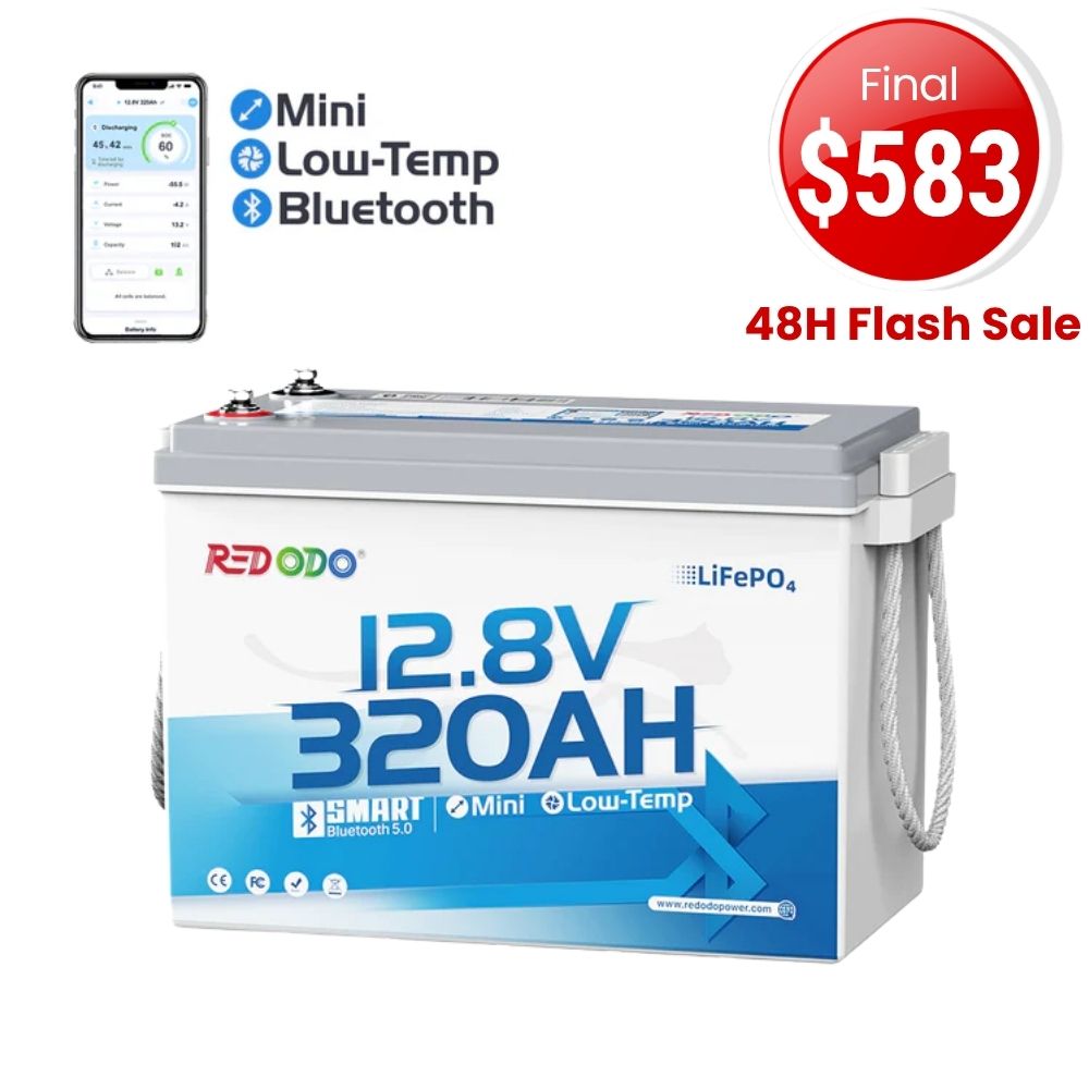 ⚡【Flash Deal $583】Redodo 12V 320Ah Mini Bluetooth Lithium Battery | Best for Boondocking, Long Road Trip, Desert Trip, Home back up