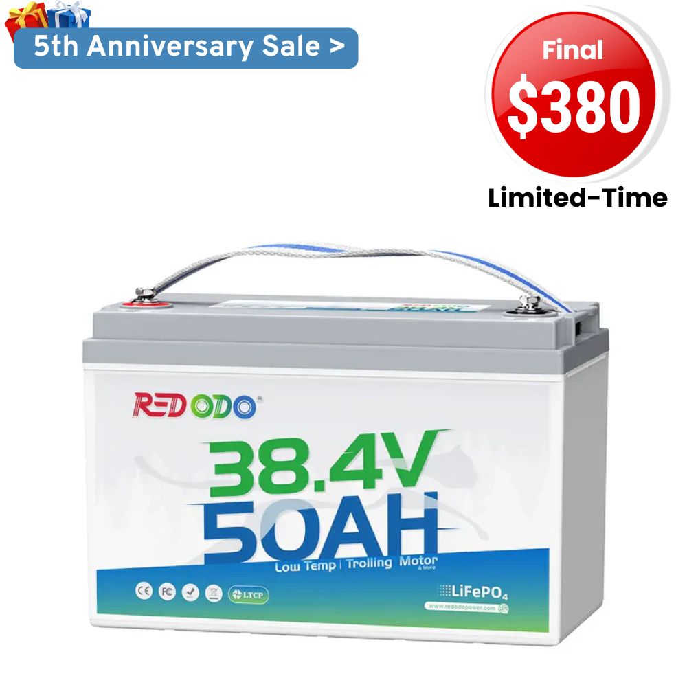 🔥【Final $380】Redodo 36V 50Ah Lithium Trolling Motor Battery for 36V Trolling Motors with 100-120 lbs