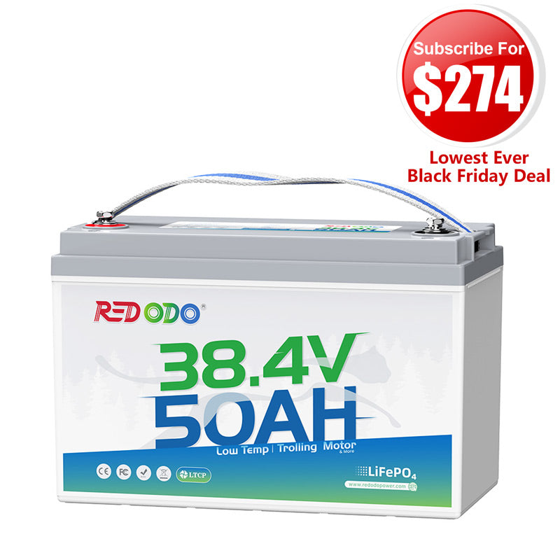 🔥【$274 After Subscribe】Redodo 36V 50Ah Lithium Trolling Motor Battery for 36V Trolling Motors with 100-120 lbs