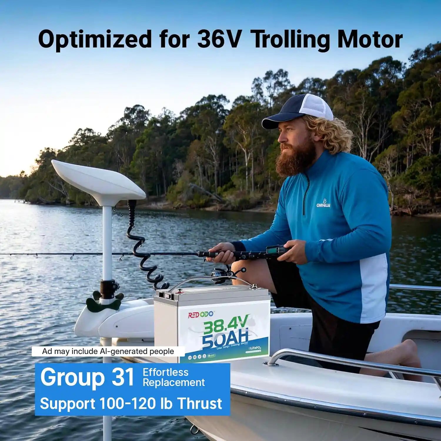 Optimized for 36V Trolling Motor Group 31 Effortless Replacement Support 100-120 lb Thrust