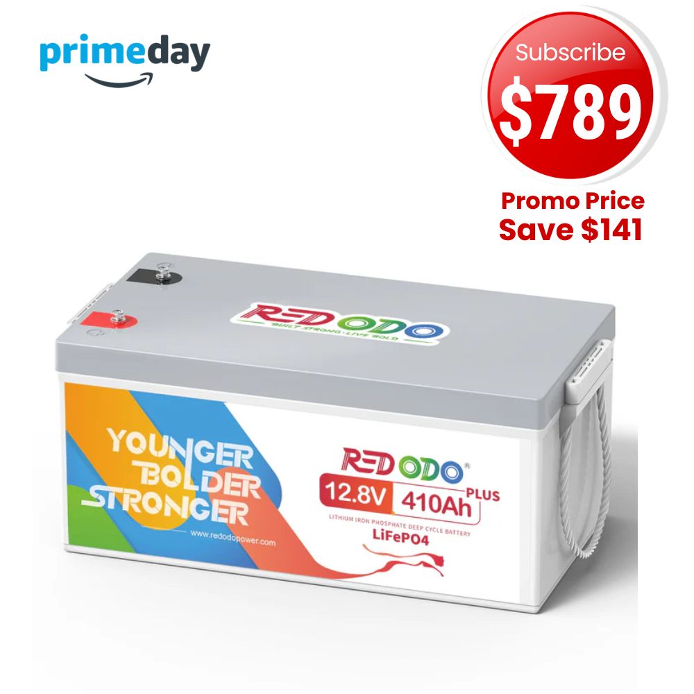 🔥【Prime Big Deal】Redodo 12V 410Ah Group 8D Lithium LiFePO4 Battery | King of Power | Marine, RV, Home Backup