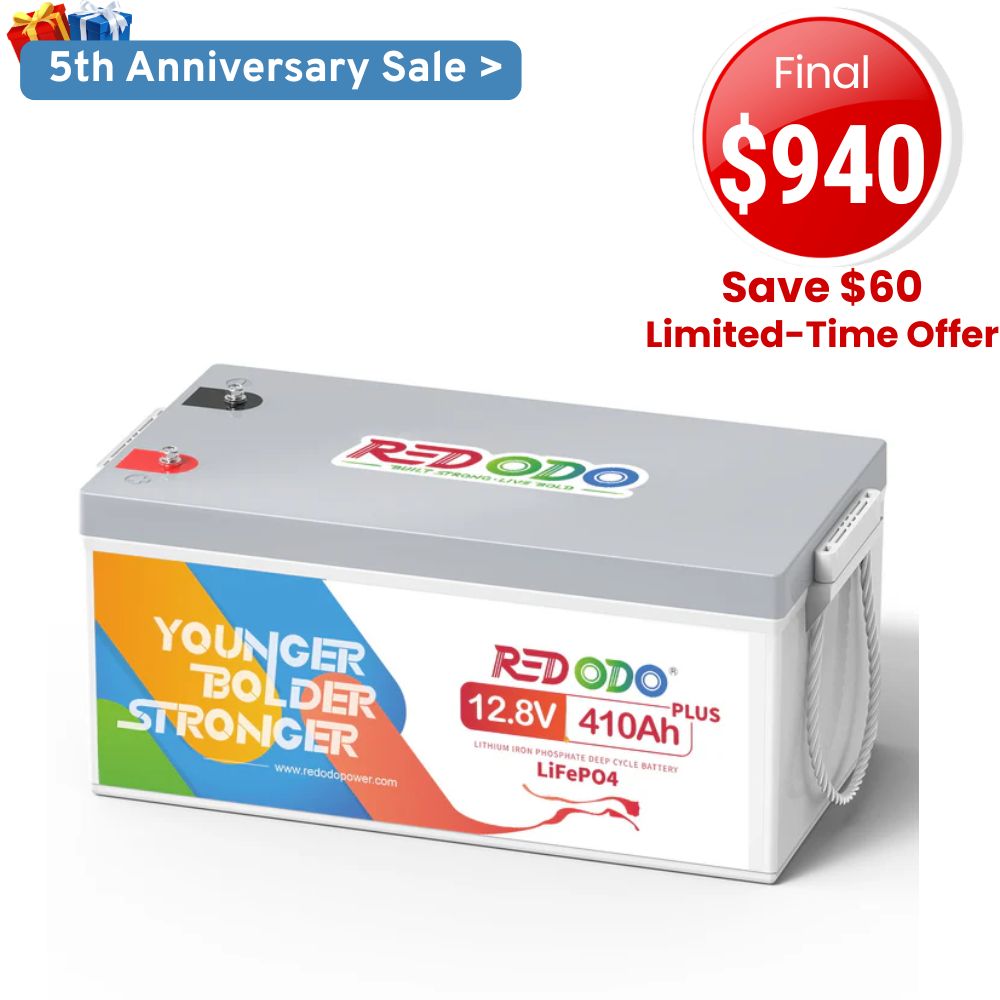 🔥【Save $60】Redodo 12V 410Ah Group 8D Lithium LiFePO4 Battery | King of Power | Marine, RV, Home Backup