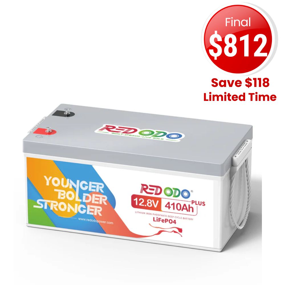 🔥【Sale-Final $812】Redodo 12V 410Ah Group 8D Lithium LiFePO4 Battery | King of Power | Marine, RV, Home Backup