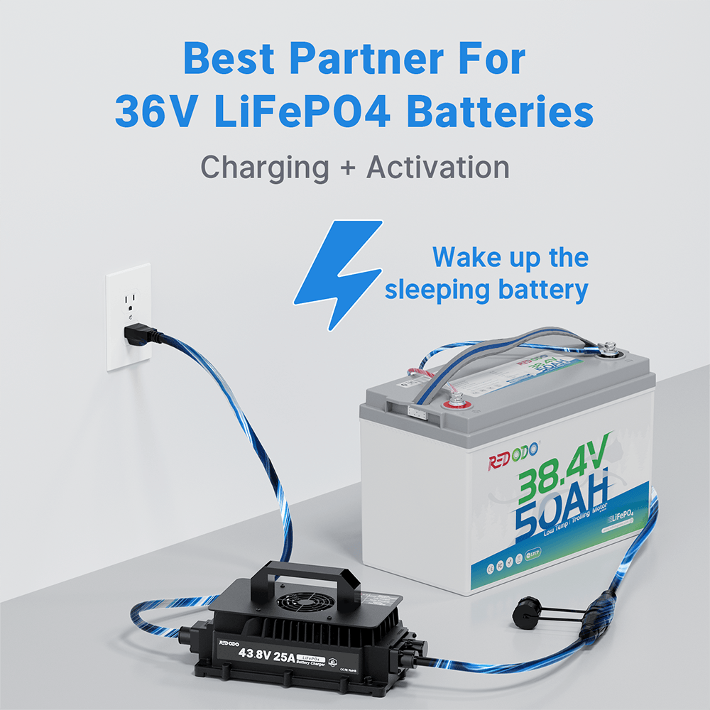 Redodo 43.8V 25A Lithium Battery Charger for Redodo 36V 50Ah LiFePO4 Battery