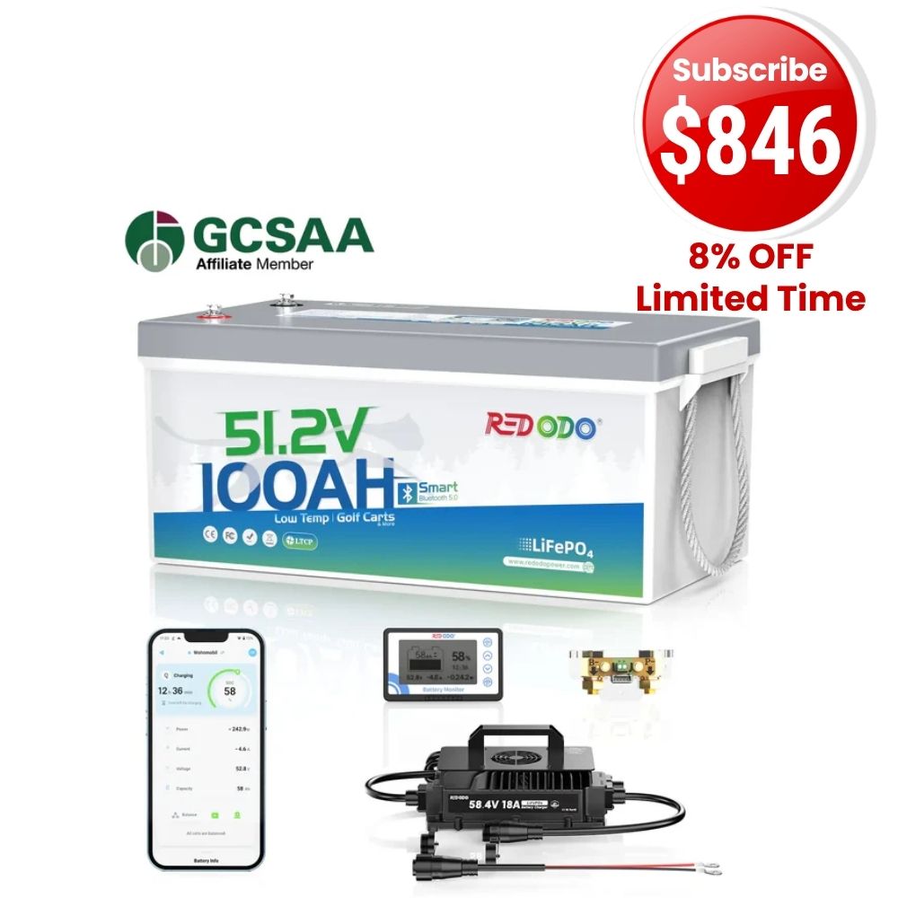 🔥【$846 with Subscription】Redodo 48V 100Ah Bluetooth Golf Cart Lithium Battery Conversion Kit | For Club Car, EZGO, ICON, Yamaha