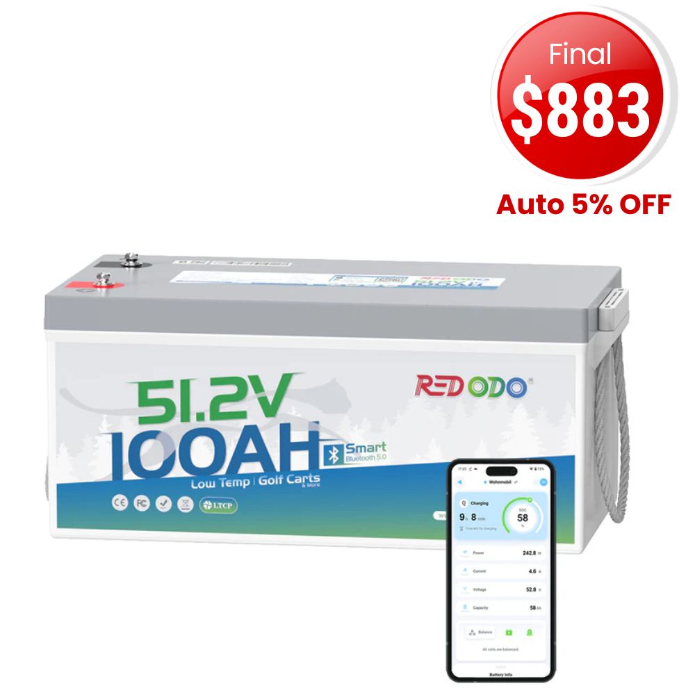 🔥【Final $883】Redodo 48V(51.2V) 100Ah LiFePO4 Lithium Solar Battery
