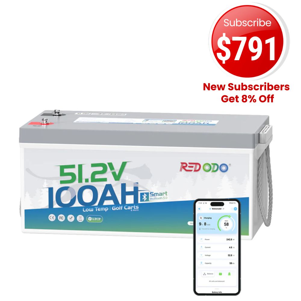 🔥【Prime Big Deal】Redodo 48V 100Ah Lithium Golf Cart Bluetooth Battery | Replaces 6x 8V(or 8x 6V) lead-acid batteries | For Club Car, EZGO, ICON, Yamaha