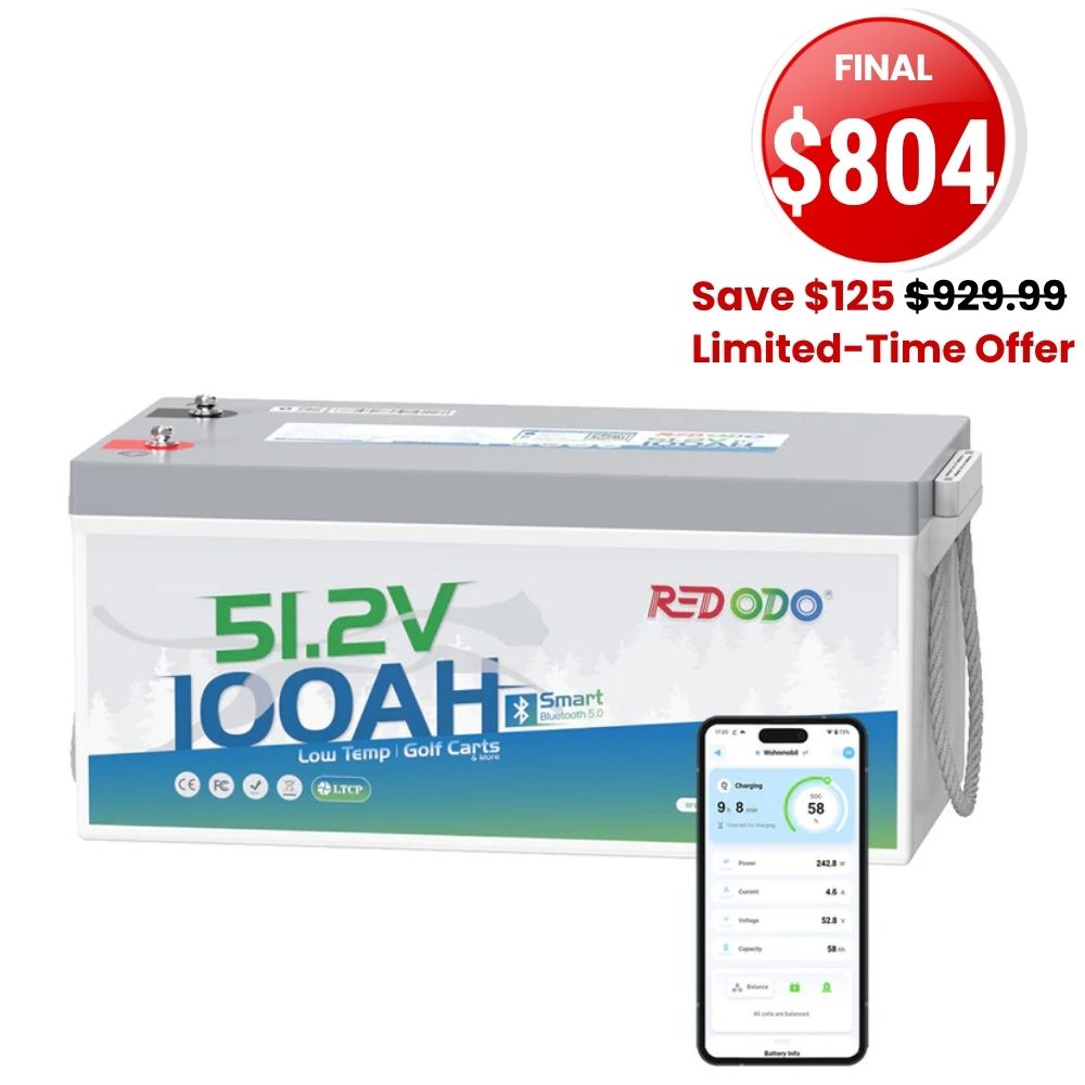 🎃【SAVE $125】Redodo 48V(51.2V) 100Ah LiFePO4 Lithium Solar Battery