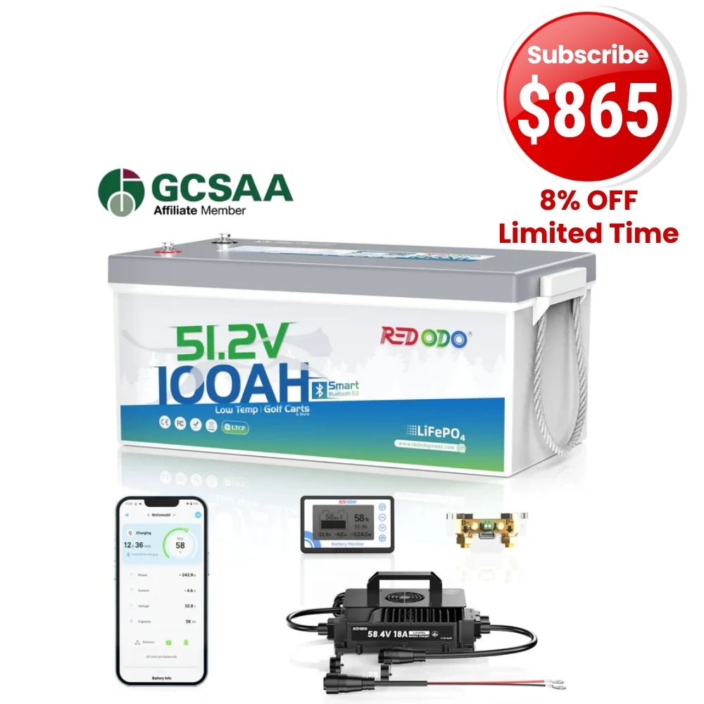 🔥【$865 with Subscription】Redodo 48V 100Ah Bluetooth Golf Cart Lithium Battery Conversion Kit | For Club Car, EZGO, ICON, Yamaha