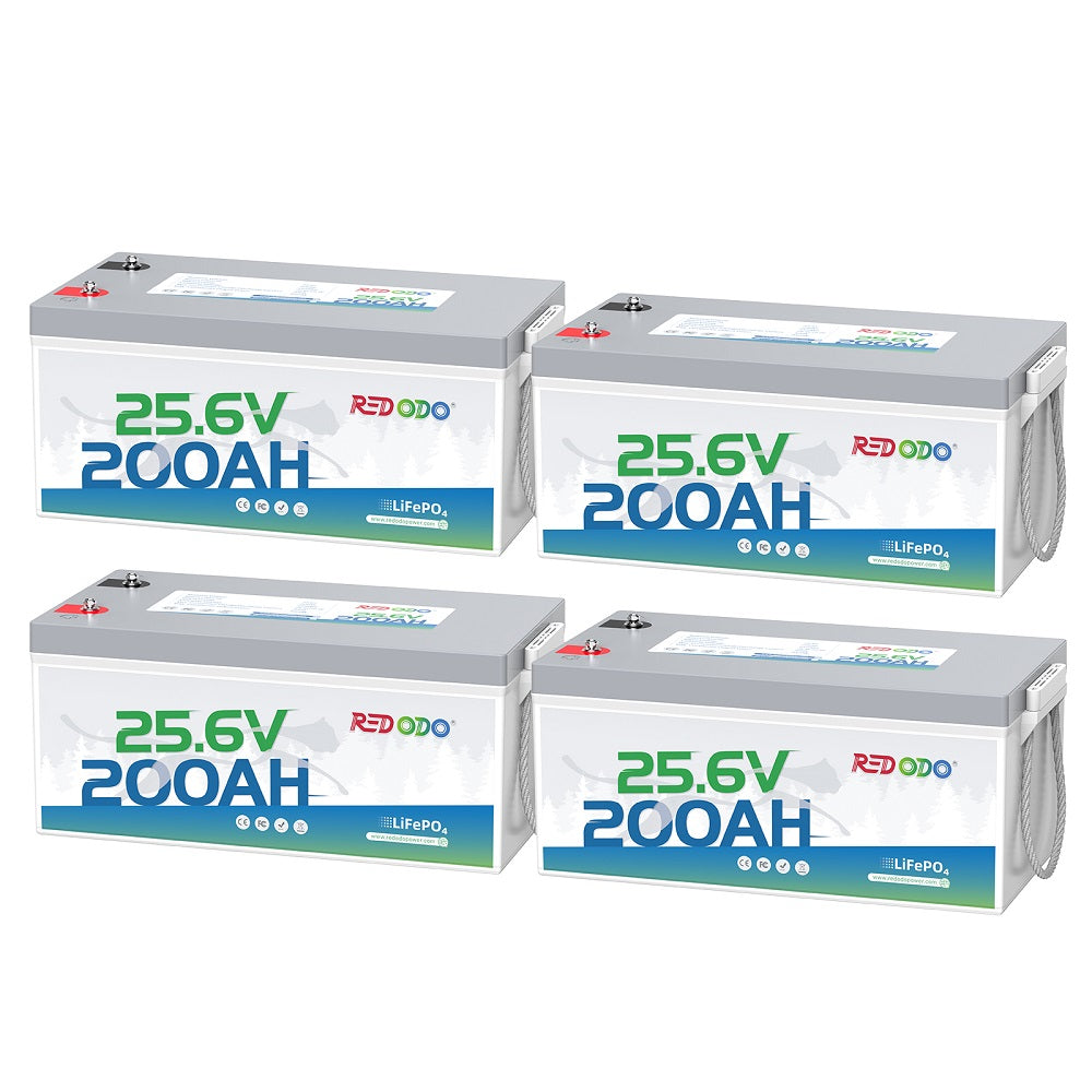 four pack of Redodo 24V 200Ah LiFePO4 lithium batteries