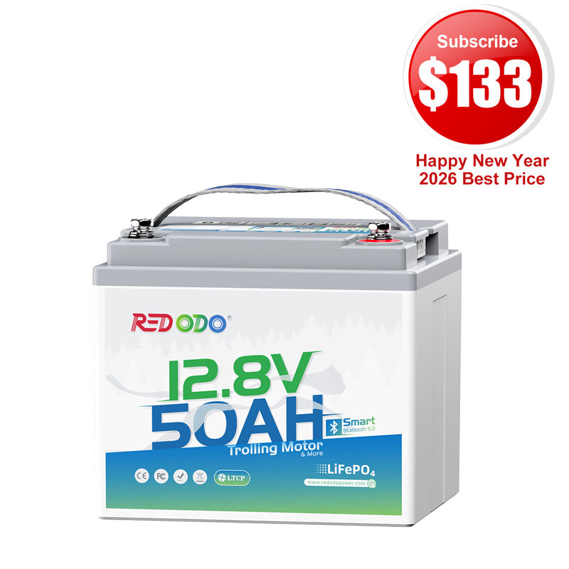 🔥【$133 After Subscribe】Redodo 12V 50Ah Bluetooth Battery for Trolling Motors (Up to 70lb Thrust)