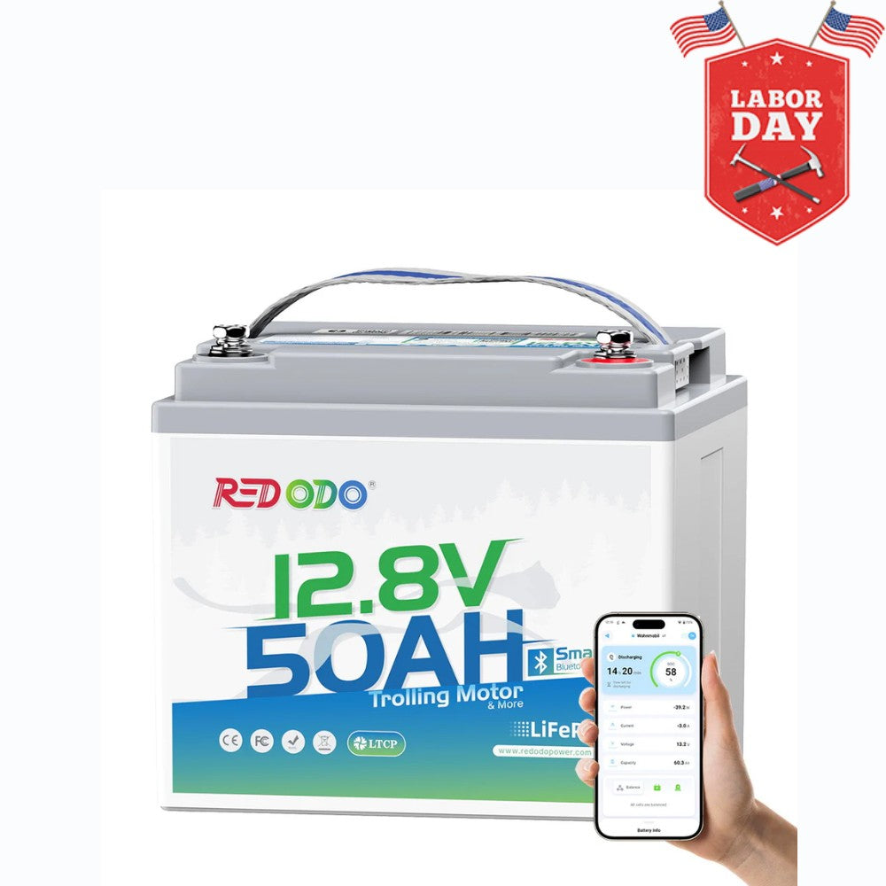 Redodo 12V 50Ah Bluetooth Battery for Trolling Motors (Up to 70lb Thrust)