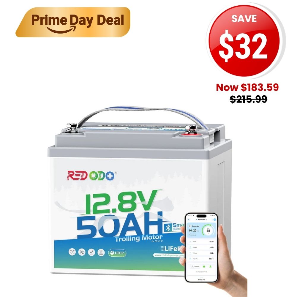 🔥【SAVE $32】Redodo 12V 50Ah Bluetooth Battery for Trolling Motors (Up to 70lb Thrust)