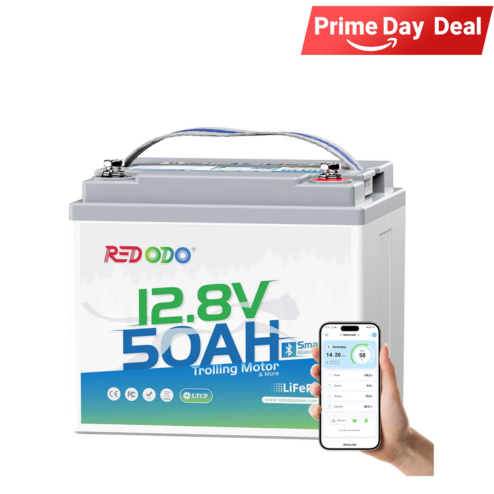 ⚡[$144 after Sign-Up] Redodo 12V 50Ah Bluetooth Battery for Trolling Motors (Up to 70lb Thrust)