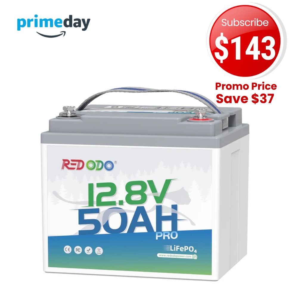 🔥【Prime Big Deal】Redodo 12V 50Ah Lithium LiFePO4 Battery | For Portable Solar Power Stations, Camping, RV