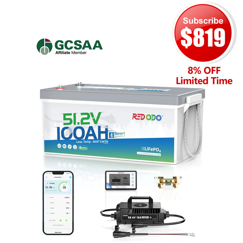 🔥【Subscribe for $819】Redodo 48V 100Ah Bluetooth Golf Cart Lithium Battery Conversion Kit | For Club Car, EZGO, ICON, Yamaha
