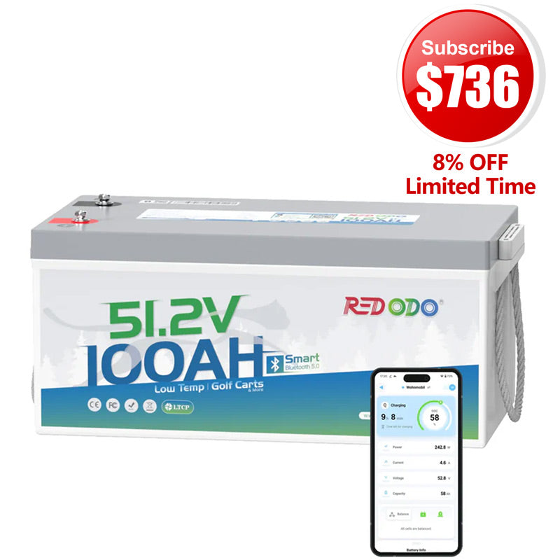 ⚡【Flash Deal $752】Redodo 48V 100Ah Lithium Golf Cart Bluetooth Battery | Replaces 6x 8V(or 8x 6V) lead-acid batteries | For Club Car, EZGO, ICON, Yamaha