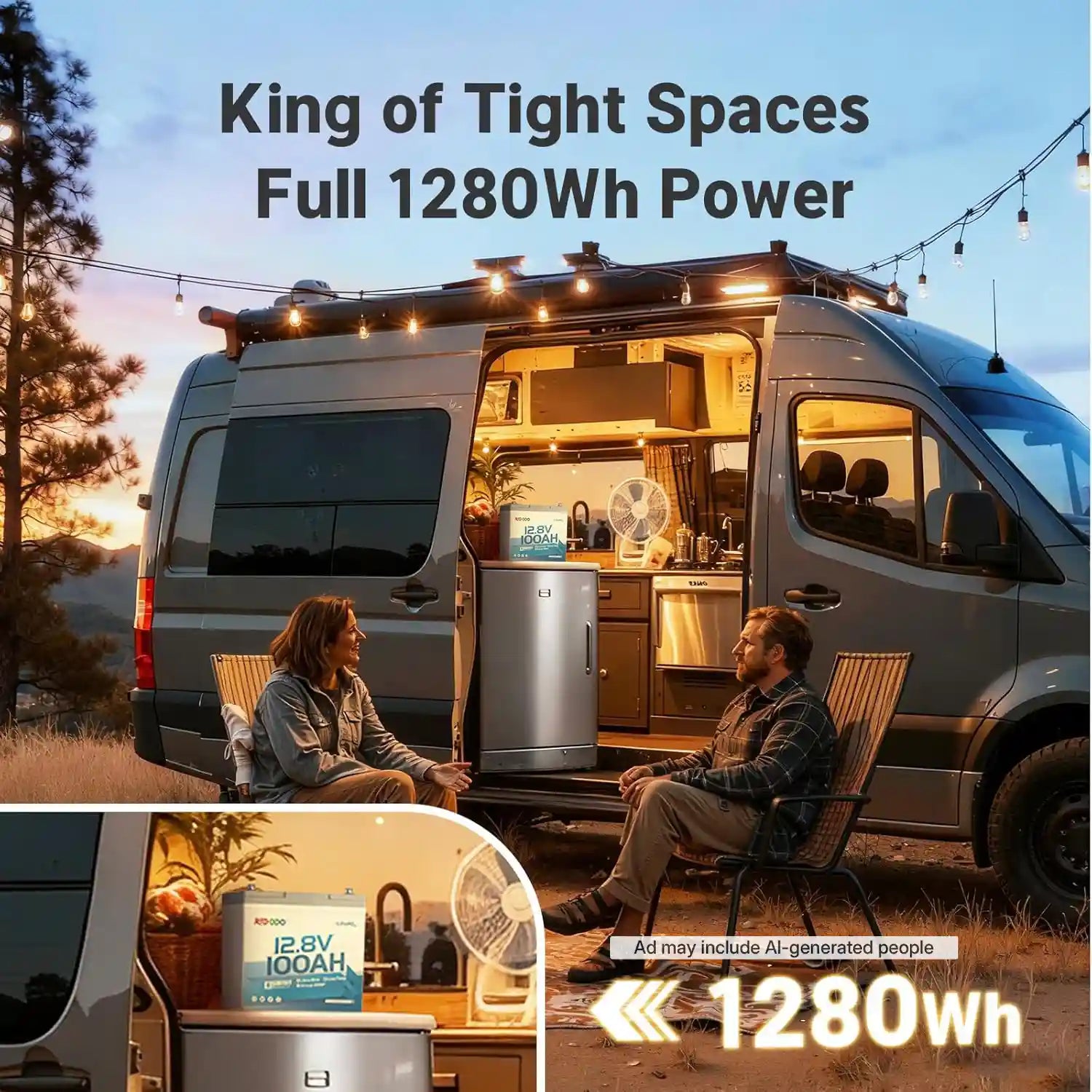 Redodo 12V 100Ah Ultra-Mini Bluetooth lithium Battery for RV camping