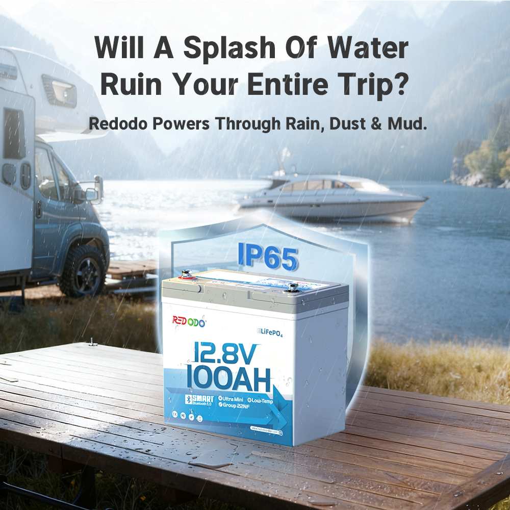 Redodo 12V 100Ah Ultra-Mini Bluetooth lithium Battery with IP65 waterproof protection