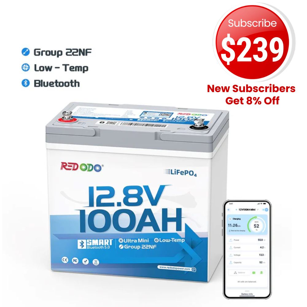 🔥【Extended Deal】Redodo 12V 100Ah Ultra-Mini Lithium LiFePO4 Battery | Smallest Bluetooth Battery | For RV, Trolling Motor, Solar