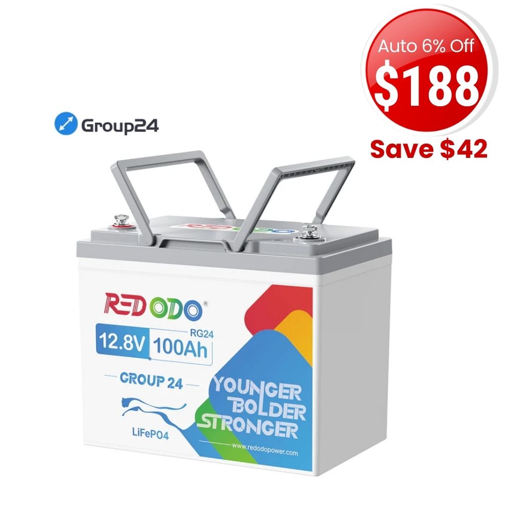 🔥【Final $188】Redodo 12V 100Ah Group 24 Deep Cycle LiFePO4 Lithium Battery | For Home, RV, Marine
