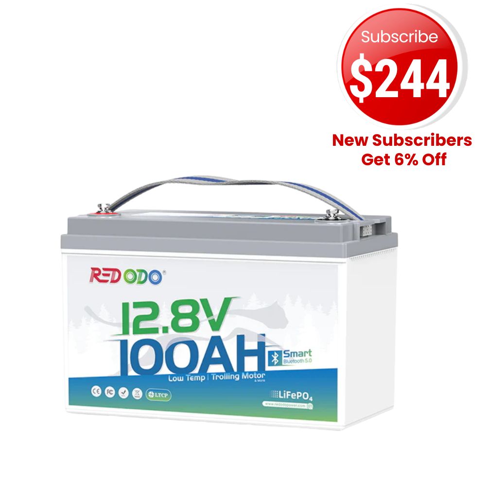 🔥【Sale-$244 After Subscribe】Redodo 12V 100Ah Group 31 Bluetooth Lithium Battery | Real-Time Battery Monitoring | For RV, Marine, Solar