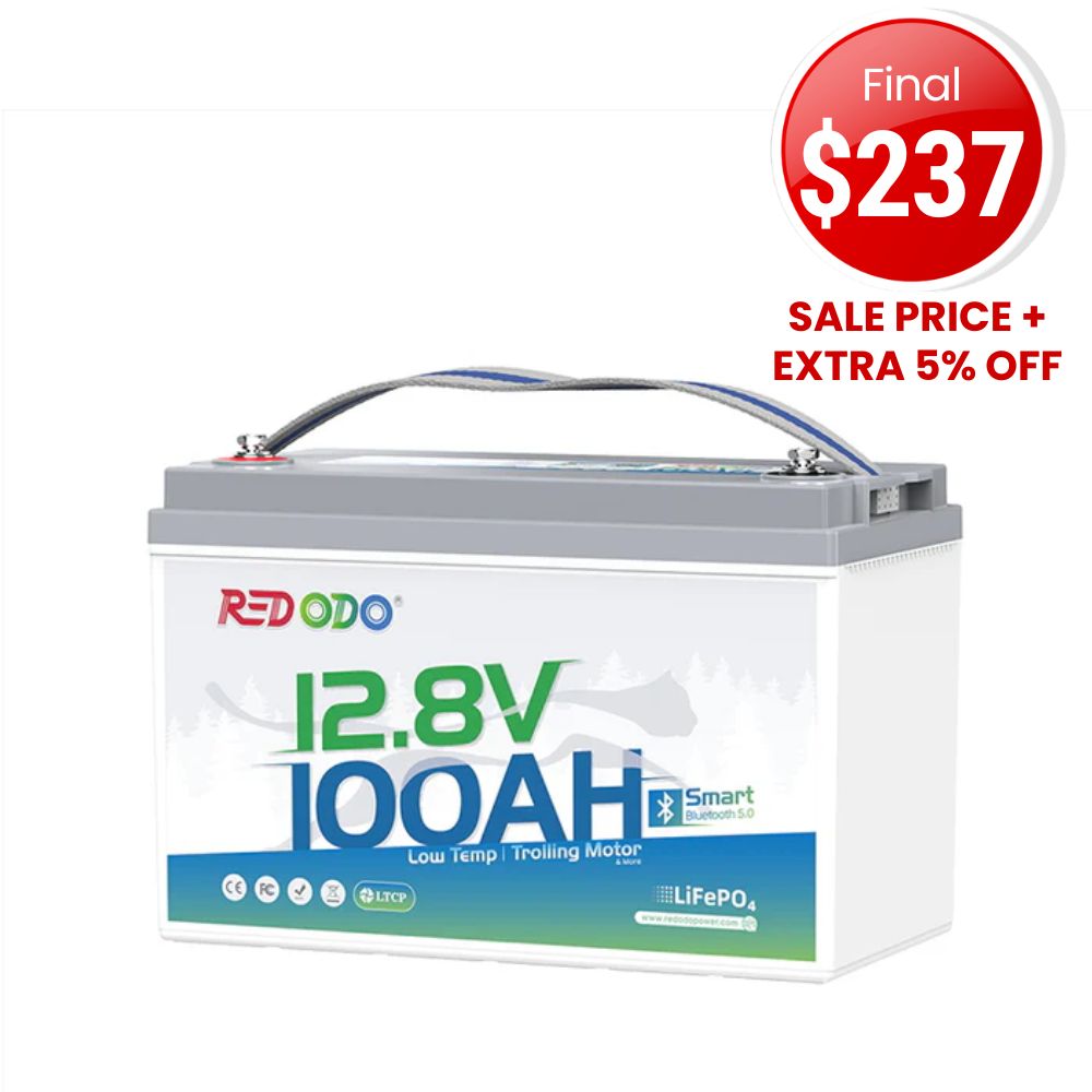 🔥【Final $237】 Redodo 12V 100Ah Group 31 Bluetooth Lithium Battery | Real-Time Battery Monitoring | For RV, Marine, Solar