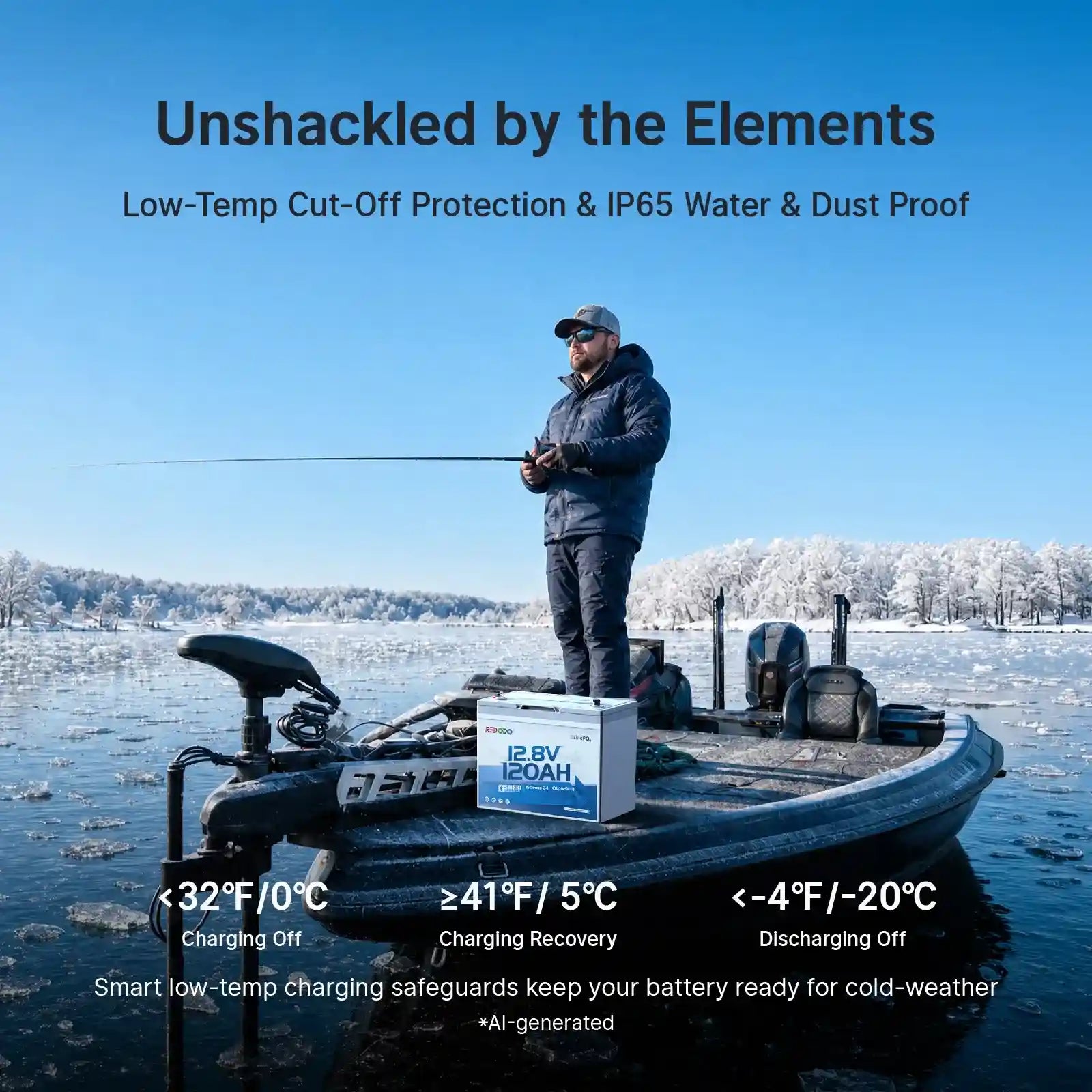 【Pre-Order】Redodo 12V 120Ah Group 24 Trolling Motor Bluetooth Lithium Battery | For 3+ Days Fishing