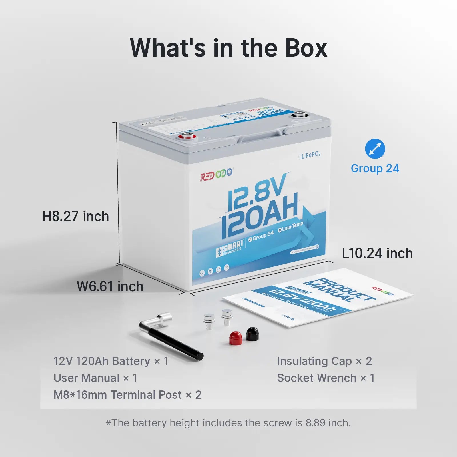 【Pre-Order】Redodo 12V 120Ah Group 24 Bluetooth Lithium Battery | For 1-2 Day RV Trips | Smallest 120Ah Battery