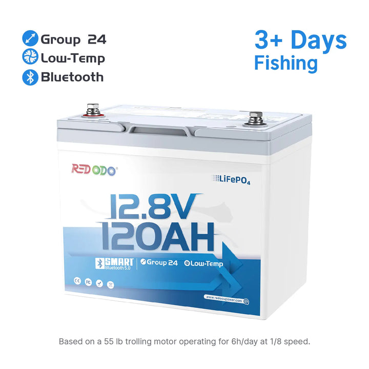 Redodo 12V 120Ah Group 24 lithium Marine Trolling Motor Battery
