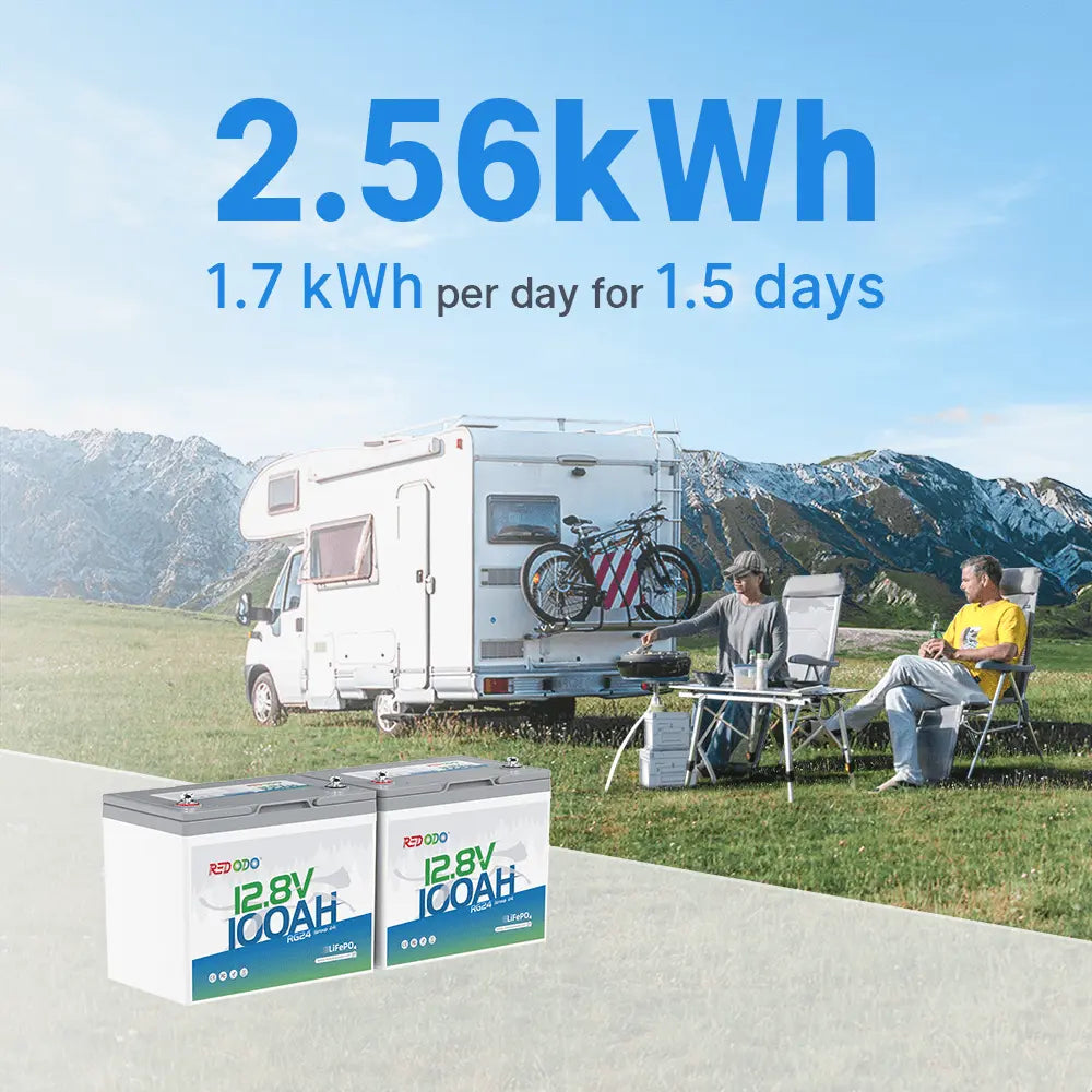 2 pack of Redodo 12V 100Ah group 24 deep cycle battery