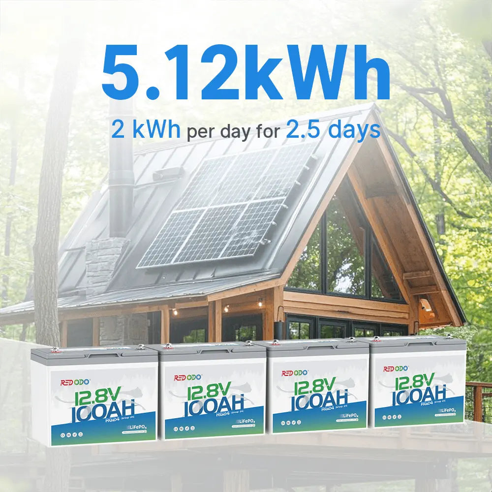 4 pack of Redodo 12V 100Ah group 24 deep cycle battery