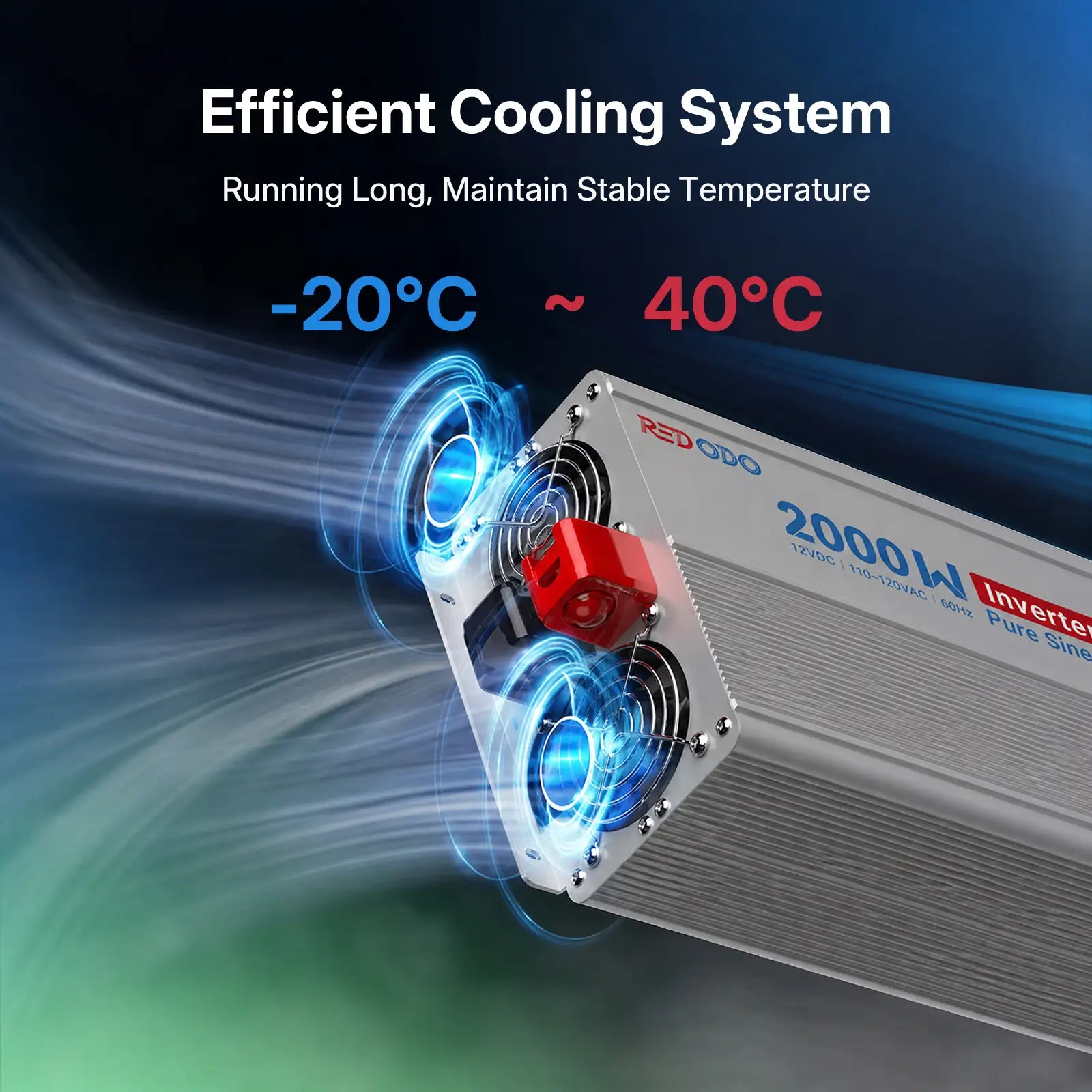 2000 watt power inverter with efficient cooling system
