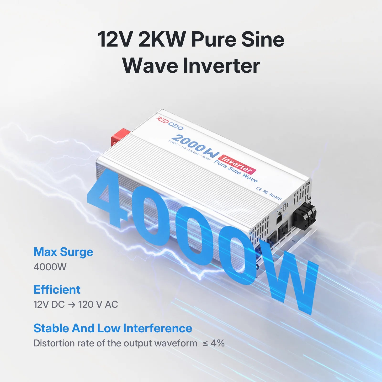 Redodo 2000W inverter max surge 4000W