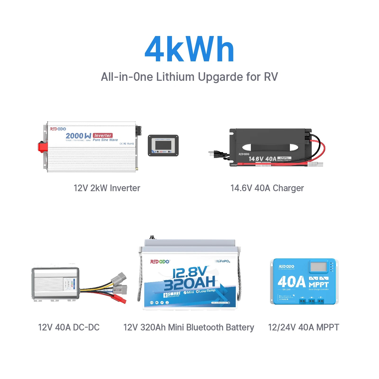 Redodo 12V 4kWh RV lithium battery conversion kit