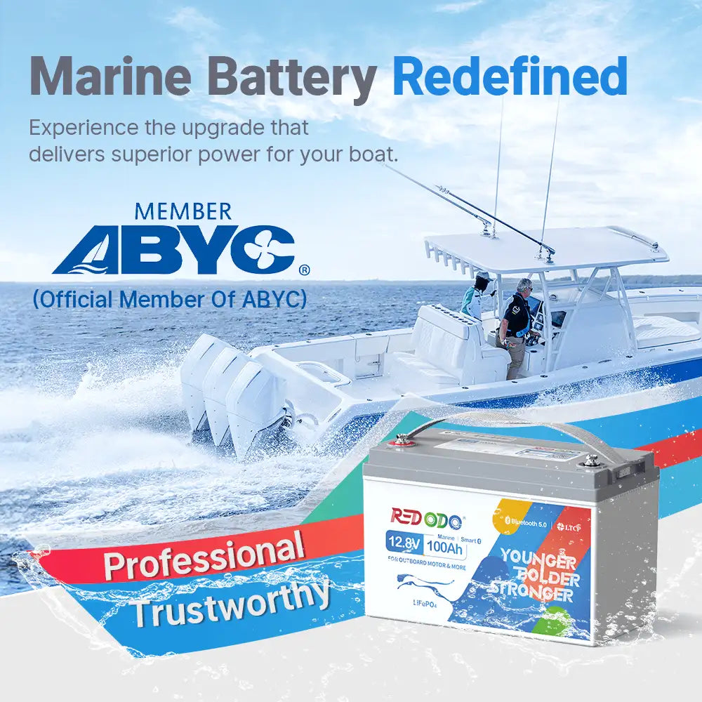 Redodo 12V 100Ah plus marine battery for electric outboard motor